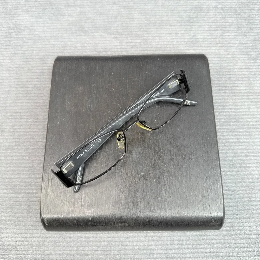 Nina Ricci NR2255 Black Oval Eyeglasses Metal Frames Womens Y2K